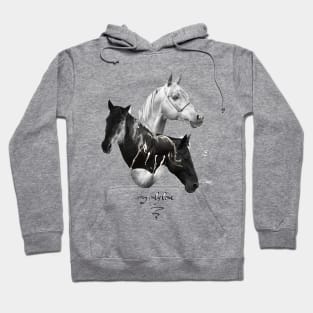 Horses Artistic black and white Painting Decorative - for horse lovers Hoodie